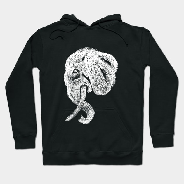 Side profile of an intelligent animal, elephant head in charcoal medium Hoodie by GeeTee